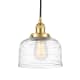 A thumbnail of the Innovations Lighting 616-1PH-10-8 Bell Pendant Satin Gold / Clear Deco Swirl