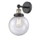 A thumbnail of the Innovations Lighting 616-1W-10-7-L Beacon Sconce Black Antique Brass / Seedy