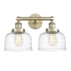 A thumbnail of the Innovations Lighting 616-2W-10-16-L Bell Vanity Antique Brass / Clear Deco Swirl