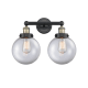 A thumbnail of the Innovations Lighting 616-2W-10-16-L Beacon Vanity Black Antique Brass / Clear