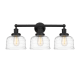 A thumbnail of the Innovations Lighting 616-3W-10-25-L Bell Vanity Matte Black / Clear Deco Swirl