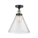 A thumbnail of the Innovations Lighting 916-1C-13-12-L Cone Semi-Flush Black Antique Brass / Seedy