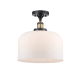 A thumbnail of the Innovations Lighting 916-1C-13-12-L Bell Semi-Flush Black Antique Brass / Matte White