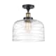 A thumbnail of the Innovations Lighting 916-1C-13-12-L Bell Semi-Flush Black Antique Brass / Clear Deco Swirl