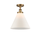 A thumbnail of the Innovations Lighting 916-1C-13-12-L Cone Semi-Flush Brushed Brass / Matte White