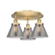 A thumbnail of the Innovations Lighting 916-3C-10-20 Cone Flush Brushed Brass / Plated Smoke