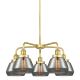 A thumbnail of the Innovations Lighting 916-5CR-14-25 Fulton Chandelier Satin Gold / Plated Smoke