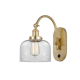 A thumbnail of the Innovations Lighting 918-1W-13-8 Bell Sconce Satin Gold / Clear
