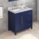A thumbnail of the Jeffrey Alexander VKITCAD36 Hale Blue / White Carrara Marble Top