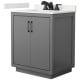 A thumbnail of the Wyndham Collection WCF111130S-QTZ-US3MXX Dark Gray / White Quartz Top / Matte Black Hardware