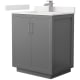 A thumbnail of the Wyndham Collection WCF111130S-QTZ-UNSMXX Dark Gray / White Quartz Top / Brushed Nickel Hardware