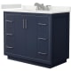 A thumbnail of the Wyndham Collection WCF111142S-QTZ-US3MXX Dark Blue / White Quartz Top / Brushed Nickel Hardware