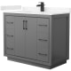 A thumbnail of the Wyndham Collection WCF1111-42S-VCA-MXX Dark Gray / Carrara Cultured Marble Top / Matte Black Hardware