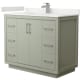 A thumbnail of the Wyndham Collection WCF111142S-QTZ-UNSMXX Light Green / White Quartz Top / Brushed Nickel Hardware
