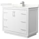 A thumbnail of the Wyndham Collection WCF111142S-QTZ-UNSMXX White / Giotto Quartz Top / Brushed Nickel Hardware