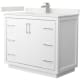 A thumbnail of the Wyndham Collection WCF111142S-QTZ-UNSMXX White / White Quartz Top / Brushed Nickel Hardware