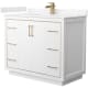 A thumbnail of the Wyndham Collection WCF1111-42S-VCA-MXX White / Carrara Cultured Marble Top / Satin Bronze Hardware