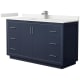 A thumbnail of the Wyndham Collection WCF111160S-QTZ-UNSMXX Dark Blue / White Quartz Top / Brushed Nickel Hardware