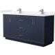 A thumbnail of the Wyndham Collection WCF1111-66D-VCA-MXX Dark Blue / Carrara Cultured Marble Top / Brushed Nickel Hardware