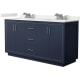 A thumbnail of the Wyndham Collection WCF111166D-QTZ-US3MXX Dark Blue / White Quartz Top / Brushed Nickel Hardware