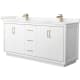 A thumbnail of the Wyndham Collection WCF1111-72D-VCA-MXX White / Carrara Cultured Marble Top / Satin Bronze Hardware