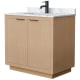 A thumbnail of the Wyndham Collection WCF282836S-NAT-UNSMXX Light Straw / White Carrara Marble Top / Matte Black Hardware