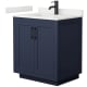 A thumbnail of the Wyndham Collection WCF292930S-QTZ-UNSMXX Dark Blue / White Quartz Top / Matte Black Hardware