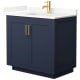A thumbnail of the Wyndham Collection WCF292936S-QTZ-UNSMXX Dark Blue / Giotto Quartz Top / Brushed Gold Hardware