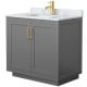 A thumbnail of the Wyndham Collection WCF2929-36S-NAT-MXX Dark Gray / White Carrara Marble Top / Brushed Gold Hardware