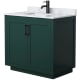 A thumbnail of the Wyndham Collection WCF2929-36S-NAT-MXX Green / White Carrara Marble Top / Matte Black Hardware