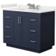 A thumbnail of the Wyndham Collection WCF292942S-QTZ-US3MXX Dark Blue / White Quartz Top / Brushed Nickel Hardware