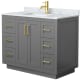 A thumbnail of the Wyndham Collection WCF2929-42S-NAT-MXX Dark Gray / White Carrara Marble Top / Brushed Gold Hardware