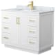 A thumbnail of the Wyndham Collection WCF2929-42S-NAT-MXX White / White Carrara Marble Top / Brushed Gold Hardware