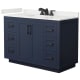 A thumbnail of the Wyndham Collection WCF292948S-QTZ-US3MXX Dark Blue / White Quartz Top / Matte Black Hardware