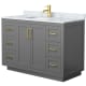 A thumbnail of the Wyndham Collection WCF2929-48S-NAT-MXX Dark Gray / White Carrara Marble Top / Brushed Gold Hardware