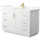 A thumbnail of the Wyndham Collection WCF292948S-QTZ-UNSMXX White / Giotto Quartz Top / Brushed Gold Hardware