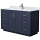 A thumbnail of the Wyndham Collection WCF2929-54S-NAT-MXX Dark Blue / White Carrara Marble Top / Brushed Nickel Hardware