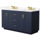 A thumbnail of the Wyndham Collection WCF292960D-QTZ-US3MXX Dark Blue / Giotto Quartz Top / Brushed Gold Hardware