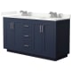 A thumbnail of the Wyndham Collection WCF292960D-QTZ-US3MXX Dark Blue / Giotto Quartz Top / Brushed Nickel Hardware
