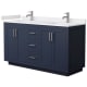 A thumbnail of the Wyndham Collection WCF2929-60D-VCA-MXX Dark Blue / White Cultured Marble Top / Brushed Nickel Hardware