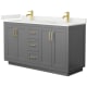 A thumbnail of the Wyndham Collection WCF292960D-QTZ-UNSMXX Dark Gray / White Quartz Top / Brushed Gold Hardware