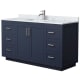 A thumbnail of the Wyndham Collection WCF2929-60S-NAT-MXX Dark Blue / White Carrara Marble Top / Brushed Nickel Hardware