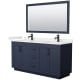 A thumbnail of the Wyndham Collection WCF292966D-QTZ-UNSM58 Dark Blue / White Quartz Top / Matte Black Hardware