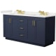 A thumbnail of the Wyndham Collection WCF292966D-QTZ-US3MXX Dark Blue / White Quartz Top / Brushed Gold Hardware