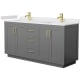 A thumbnail of the Wyndham Collection WCF2929-66D-VCA-MXX Dark Gray / White Cultured Marble Top / Brushed Gold Hardware