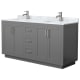 A thumbnail of the Wyndham Collection WCF2929-66D-NAT-MXX Dark Gray / White Carrara Marble Top / Brushed Nickel Hardware