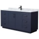 A thumbnail of the Wyndham Collection WCF2929-66S-NAT-MXX Dark Blue / White Carrara Marble Top / Matte Black Hardware