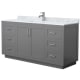 A thumbnail of the Wyndham Collection WCF2929-66S-NAT-MXX Dark Gray / White Carrara Marble Top / Brushed Nickel Hardware