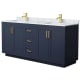 A thumbnail of the Wyndham Collection WCF2929-72D-NAT-MXX Dark Blue / White Carrara Marble Top / Brushed Gold Hardware