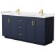 A thumbnail of the Wyndham Collection WCF2929-72D-VCA-MXX Dark Blue / White Cultured Marble Top / Brushed Gold Hardware